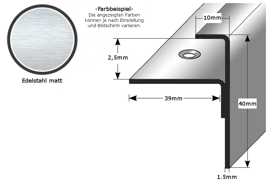 Profilé De Finition | Nez De Marche | Pour épaisseur De Sol De 2,5 - 22 Mm | Inox 2 Profilé De Finition | Nez De Marche | Pour épaisseur De Sol De 2,5 - 22 Mm | Inox – Image 2