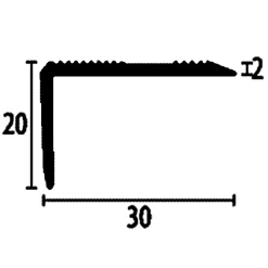 Nez De Marche | Largeur:30 Mm | H:0 - 17 Mm | Longueur:2500 Mm | Cornière Escalier | Strié