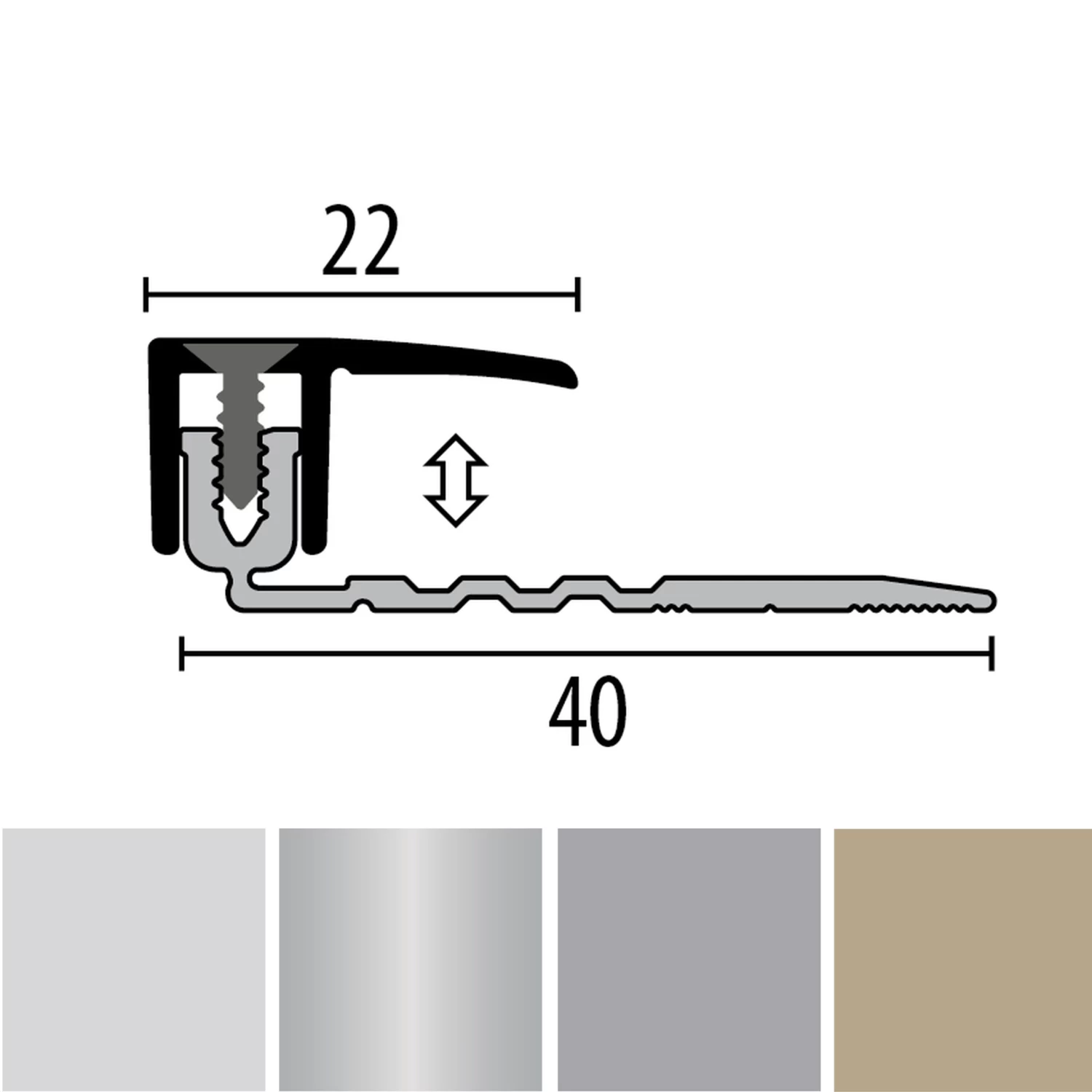 Küberit 257 PPS-Champion Smart 4.0 | Profilé Rattrapage Finition Pour Parquet | Épaisseur:6.5-16 Mm 1 Küberit 257 PPS-Champion Smart 4.0 | Profilé Rattrapage Finition Pour Parquet | Épaisseur:6.5-16 Mm