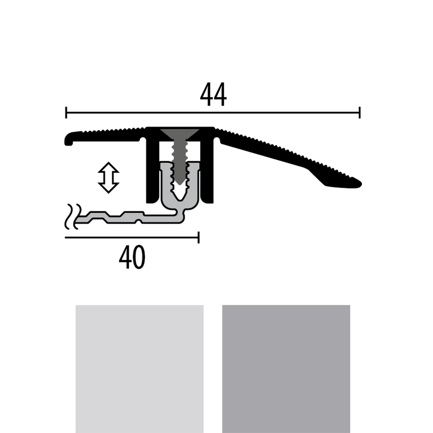 Küberit 286 SK PPS-Champion 4.0 | Profilé De Rattrapage Strié | Large:44 Mm | Épaisseur: 6.5-16 Mm 1 Küberit 286 SK PPS-Champion 4.0 | Profilé De Rattrapage Strié | Large:44 Mm | Épaisseur: 6.5-16 Mm