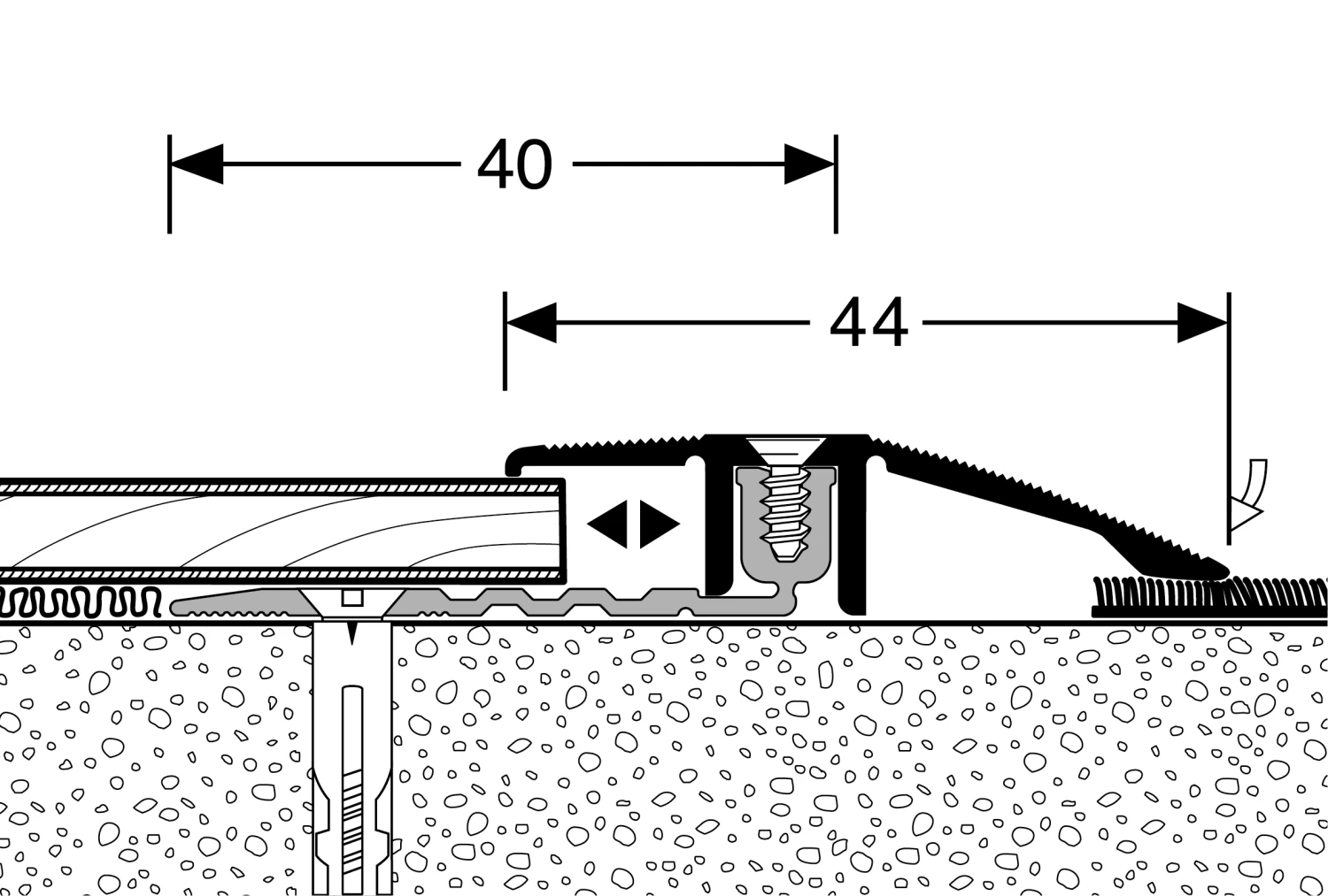 Küberit 286 PPS-Champion 4.0 | Barre De Seuil Strié | Largeur:44 Mm | Épaisseur:6.5-16 Mm 1 Küberit 286 PPS-Champion 4.0 | Barre De Seuil Strié | Largeur:44 Mm | Épaisseur:6.5-16 Mm