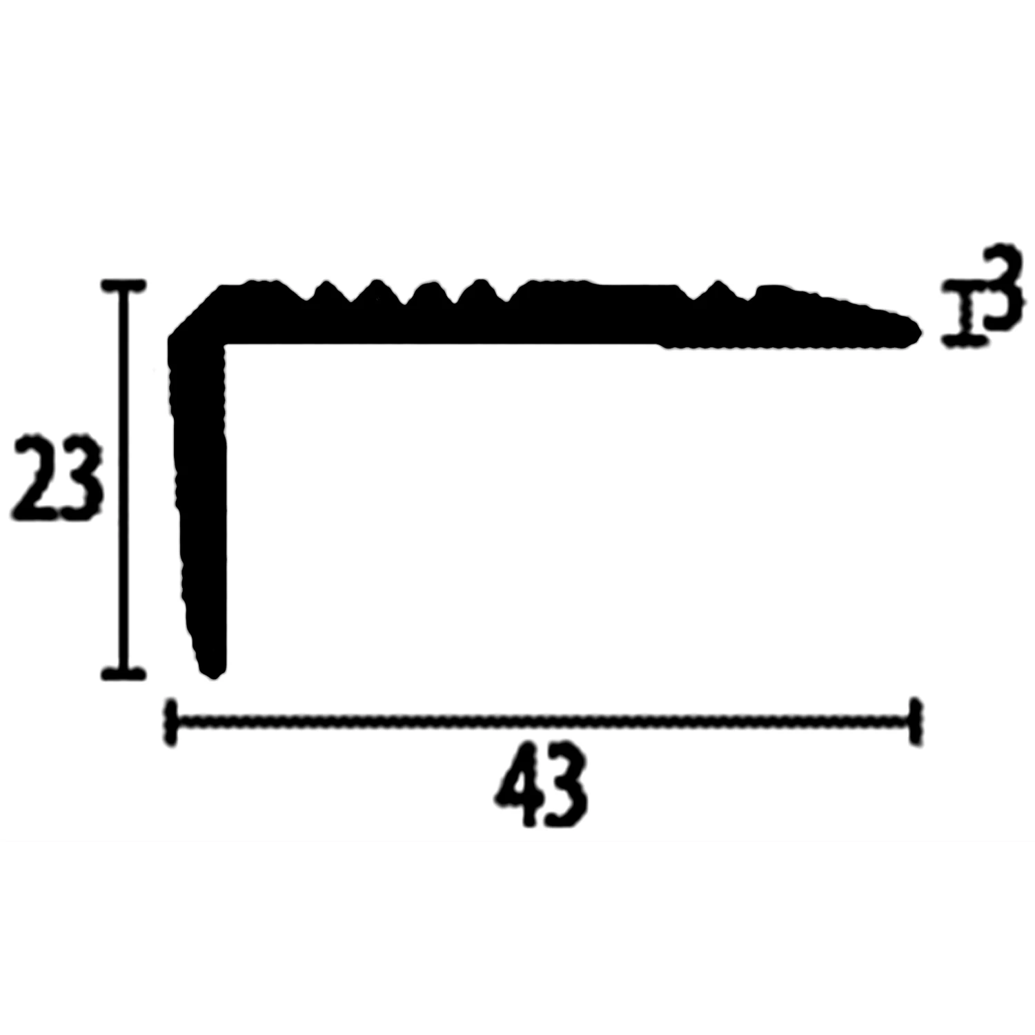 PROVISTON | Nez De Marche | Largeur:43 Mm | Hauteur:0 - 20 Mm | Aluminium | Strié | Percé 1 PROVISTON | Nez De Marche | Largeur:43 Mm | Hauteur:0 - 20 Mm | Aluminium | Strié | Percé