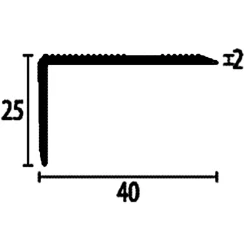 PROVISTON | Nez De Marche | Largeur:40 Mm | Hauteur:0 - 22 Mm | Aluminium | Strié | Percé