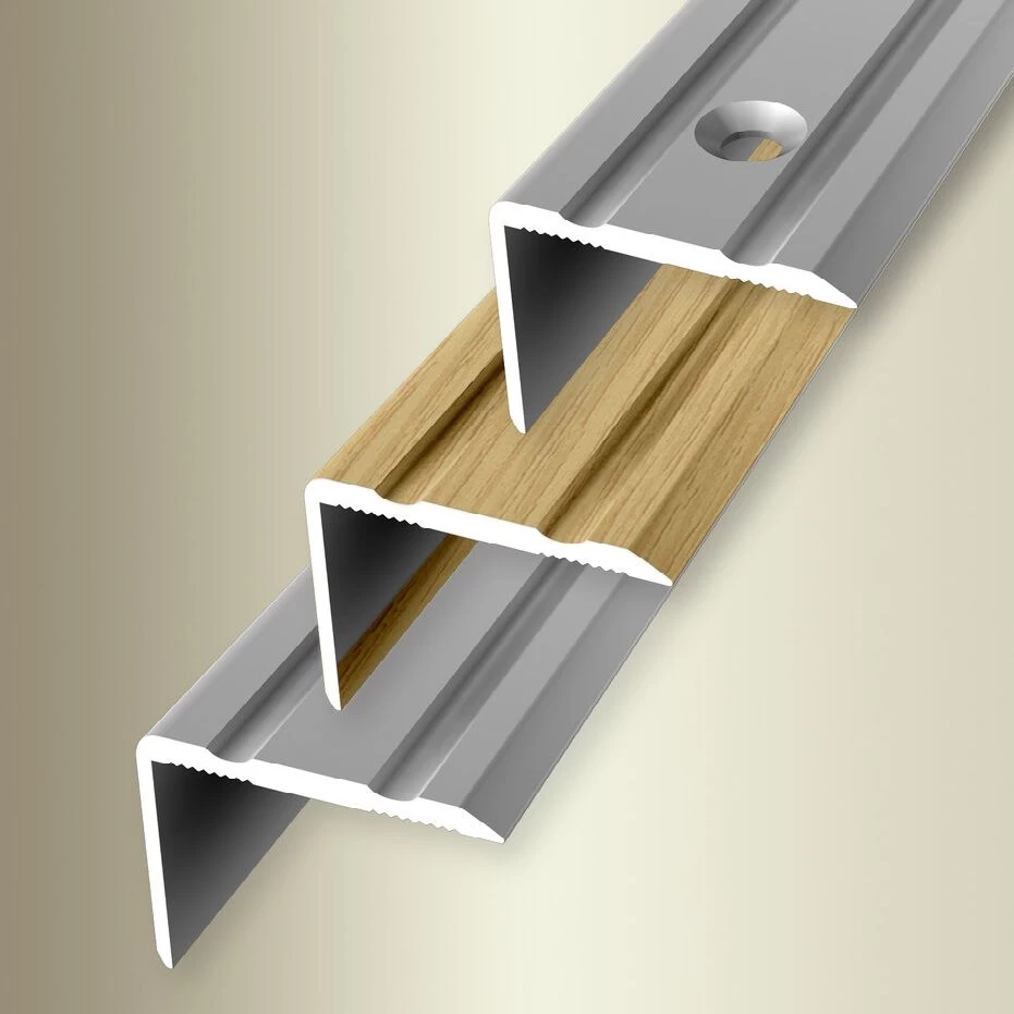 Nez De Marche | Largeur:24.5 Mm | Hauteur:0 - 17 Mm | Aluminium | Strié | Facile à Plier | A Visser 2 Nez De Marche | Largeur:24.5 Mm | Hauteur:0 - 17 Mm | Aluminium | Strié | Facile à Plier | A Visser – Image 2