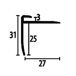 PROVISTON | Nez De Marche | Largeur:27 Mm | Longueur:2500 Mm | Alu Anodisé | Strié | A Visser