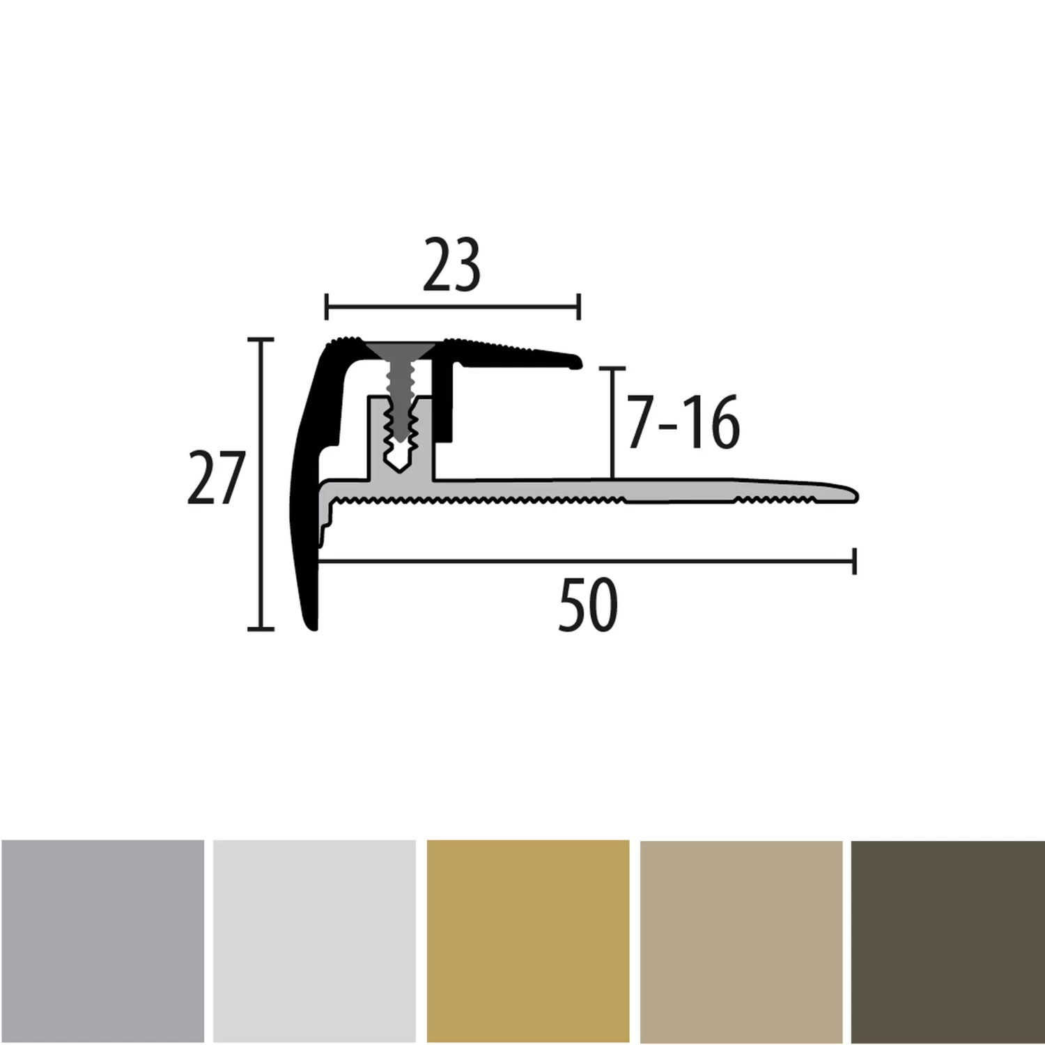 Küberit 320 Euro-Step Champion | Nez De Marche | Large:23 Mm | Profilé Rattrapage | Épaiss:7-16 Mm 1 Küberit 320 Euro-Step Champion | Nez De Marche | Large:23 Mm | Profilé Rattrapage | Épaiss:7-16 Mm