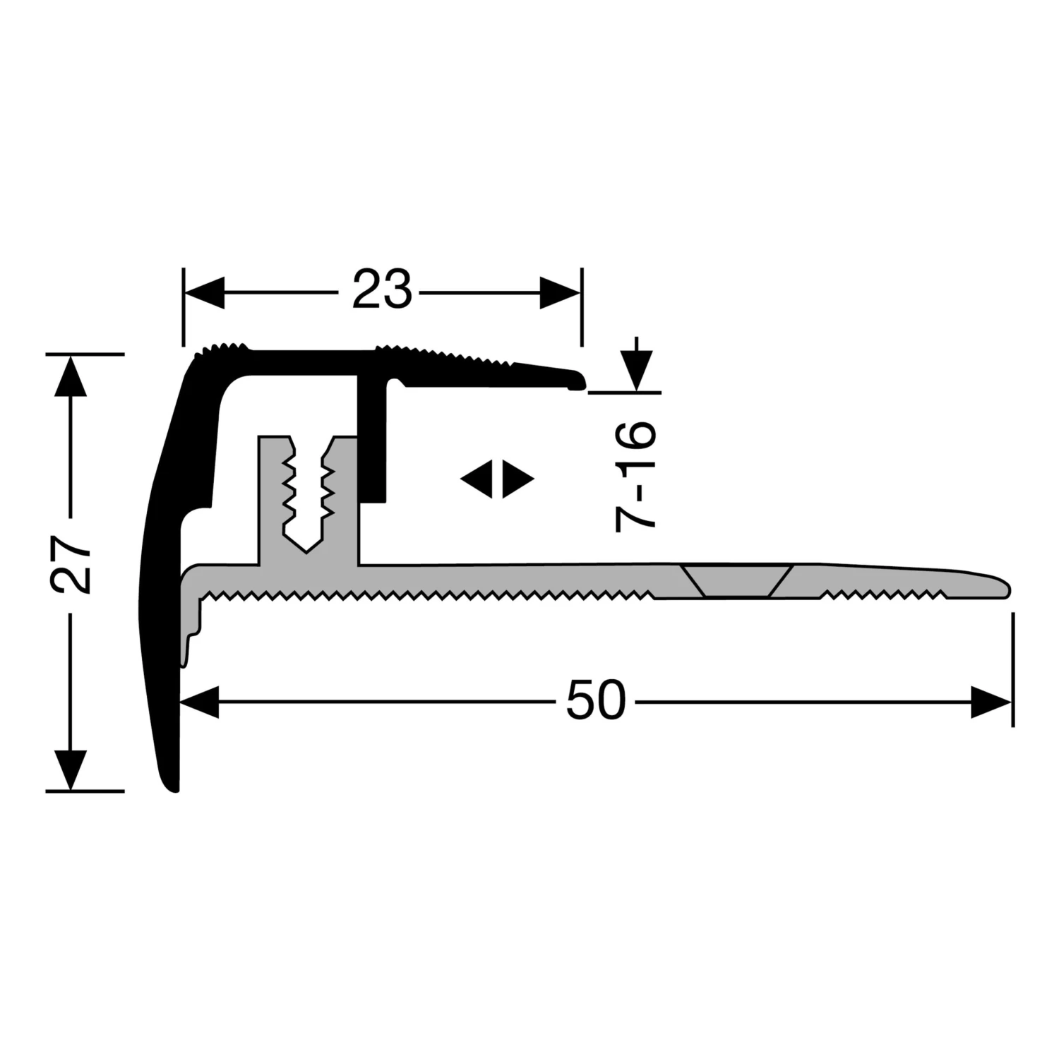 Küberit 320 Euro-Step Champion | Nez De Marche | Large:23 Mm | Profilé Rattrapage | Épaiss:7-16 Mm 2 Küberit 320 Euro-Step Champion | Nez De Marche | Large:23 Mm | Profilé Rattrapage | Épaiss:7-16 Mm – Image 2