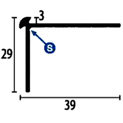 Nez De Marche | Hauteur 29 Mm | Largeur 39 Mm | L 2500 Mm | Épaisseur Sol 3 Mm