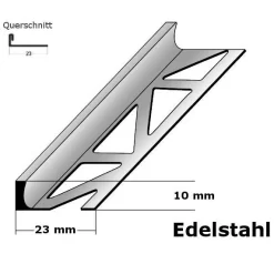 Équerre De Finition Carrelage | Hauteur 2 - 30 Mm | Largeur 23 Mm | Inox