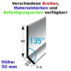 Plinthe Type 50 Inox Hauteur: 50 Mm Différents Modèles Angle: 135°