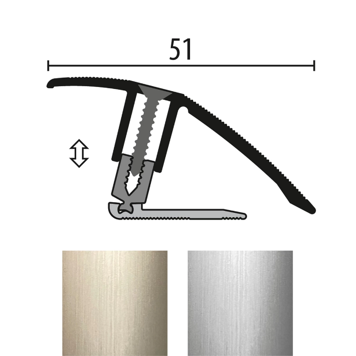 Küberit 886 PPS-Champion Flex 4.0 | Profilé De Rattrapage Flexible Parquet | Épaisseur Sol:7-23 Mm 1 Küberit 886 PPS-Champion Flex 4.0 | Profilé De Rattrapage Flexible Parquet | Épaisseur Sol:7-23 Mm