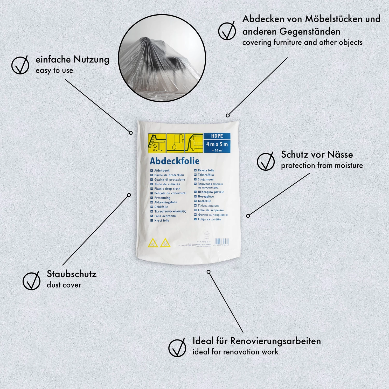 PROVISTON | Bâche Protection Peinture HDPE Standard 4 X 5 M | Bâche De Peinture Transparent 1 PROVISTON | Bâche Protection Peinture HDPE Standard 4 X 5 M | Bâche De Peinture Transparent