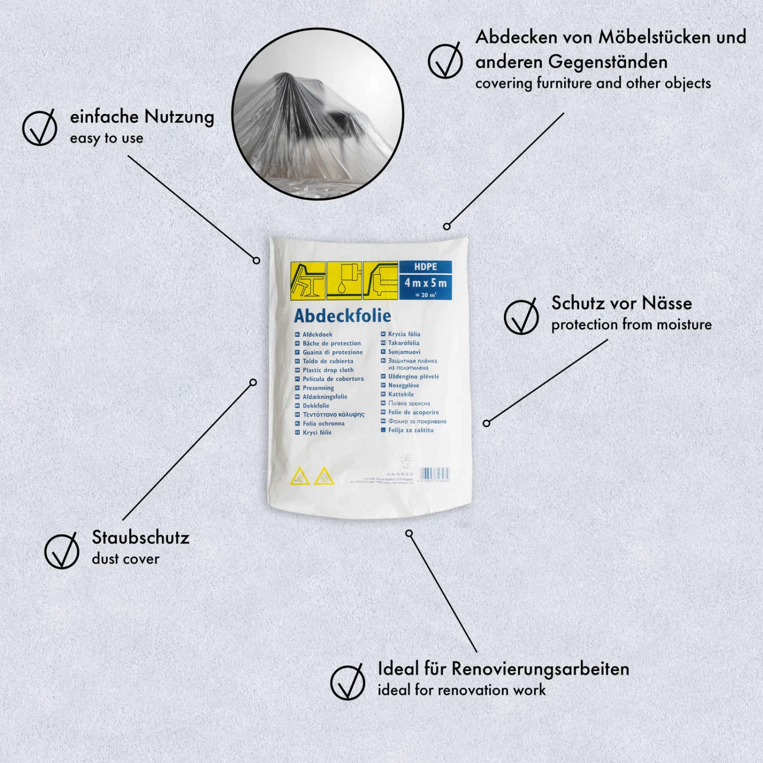 PROVISTON | Bâche Protection Peinture HDPE Standard 4 X 5 M | Bâche De Peinture Transparent 6 PROVISTON | Bâche Protection Peinture HDPE Standard 4 X 5 M | Bâche De Peinture Transparent – Image 6