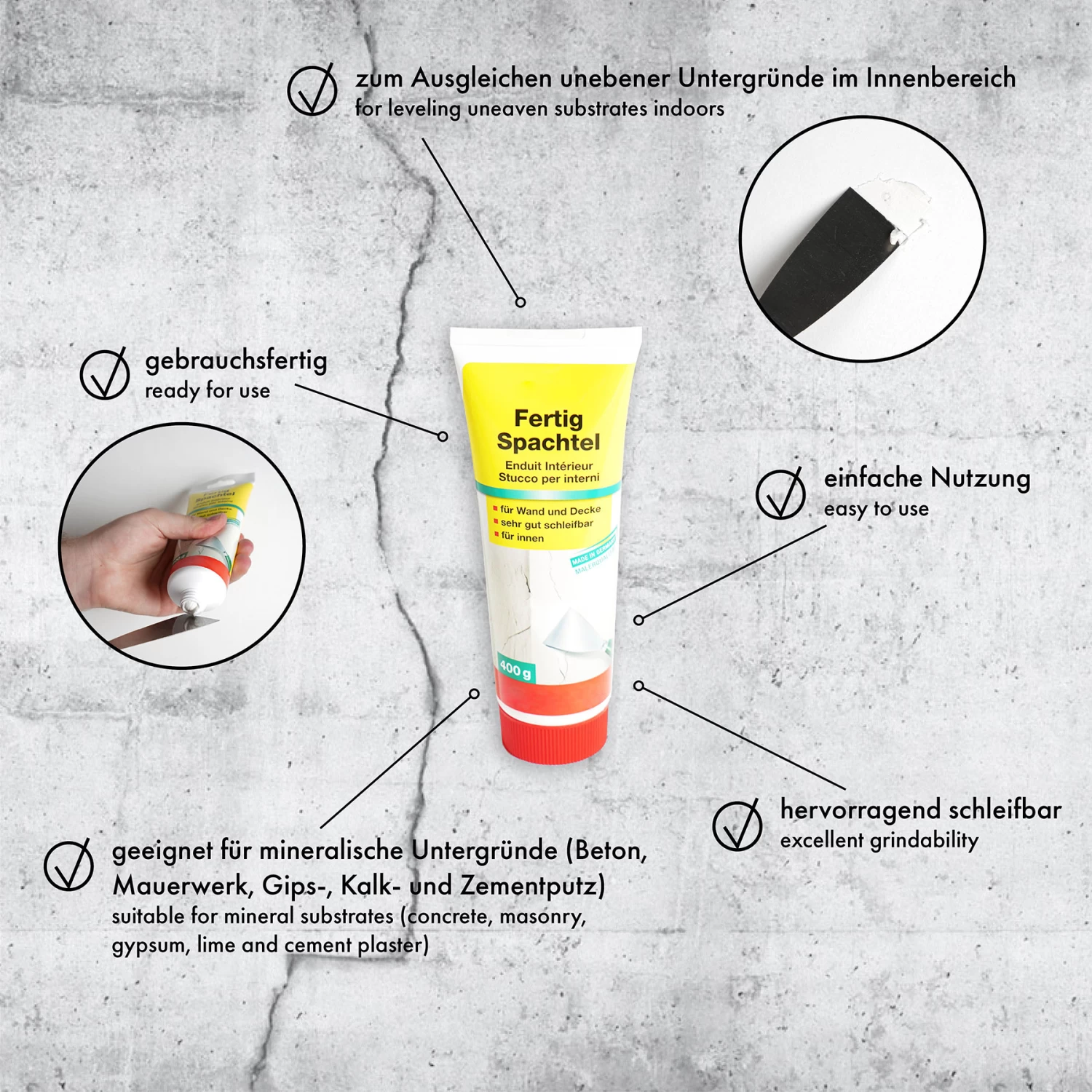 PROVISTON | Mastic Prêt à L'emploi Pour L'intérieur 400 G | Mastic Pour Préparer Le Mur 1 PROVISTON | Mastic Prêt à L'emploi Pour L'intérieur 400 G | Mastic Pour Préparer Le Mur