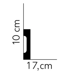 PROVISTON | Sockelleiste "NE009P" | 17 X 100 X 2000 Mm | Satin Weiß | Fußleiste | Mit Kabelkanal