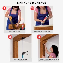 Wiesemann | Console | PU | 90 X 60 Mm | Chêne Clair | Poutre Imitation Bois | Haute Densité -Décoratif Soldes PU Balken Montage 8