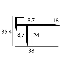 Nez De Marche | Hauteur 35.4 Mm | Largeur 38 Mm | Longueur 1000 Mm | Épaisseur Sol 8.7 Mm