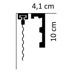 PROVISTON | Vorhangleiste "RM026T" | 41 X 100 X 2000 Mm | Weiß | Stuckleiste | Lichtleiste | Modern
