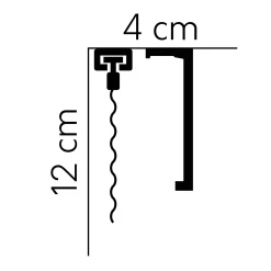 PROVISTON | Vorhangleiste "RM035T" | 40 X 120 X 2000 Mm | Weiß | Stuckleiste | Lichtleiste | Modern