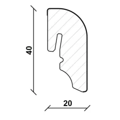 Plinthe 20 X 40 Mm MDF Laqué En Blanc