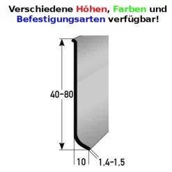 Plinthe Aluminium En Différentes Hauteurs 40 - 80 Mm Fixations Couleurs