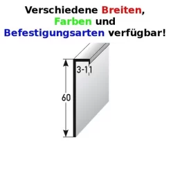 Plinthe Métallique Pour Collage Revêtement Design | Alu Anodisé | H: 60 Mm | Epaisseur: 3 - 11 Mm -Décoratif Soldes auer0380 381 var