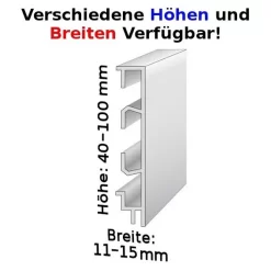 Plinthe électr. Goulotte Cache Fils | H: 40 - 100 Mm | L: 11 - 15 Mm | Alu Anodisé Argenté | T: 465