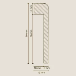 PROVISTON | Surplinthe Carrelage | Jusqu'à 65 Mm Hauteur | 19 X 80 X 2500 Mm | MDF Mélaminé | Blanc