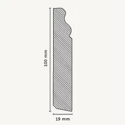 PROVISTON | Plinthe | Plinthe Moulurée | 19 X 100 X 2500 Mm | Bois Massif | Blanc | Classique