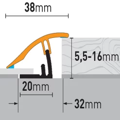 Barre De Seuil Argenté 38 X 10.23 Mm | Profilé En Alu De Transition Et De Finition