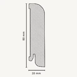 Plinthe 80 X 20 Mm Bois Plaqué Chêne Vernis | 20.80.1