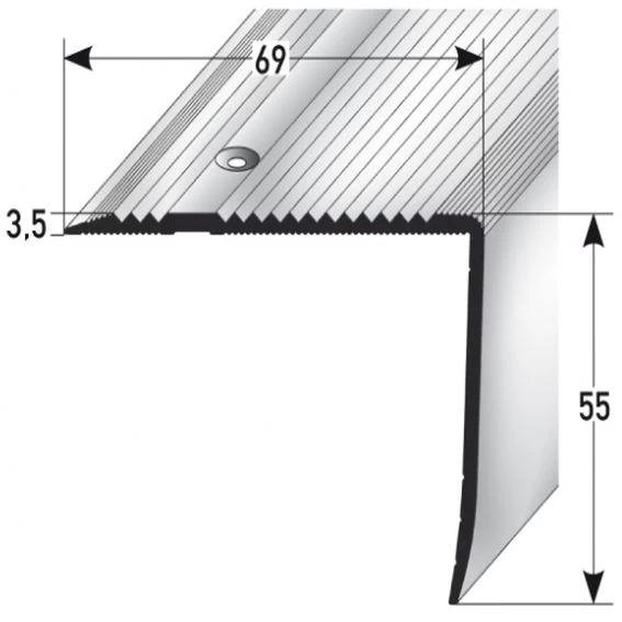 Nez De Marche 55 X 69 Mm | Aluminium Anodisé | Percé 1 Nez De Marche 55 X 69 Mm | Aluminium Anodisé | Percé