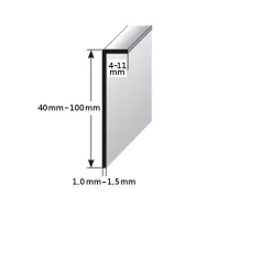 Plinthe Métallique Pour Collage Revêtement Design De 4 - 11 Mm | Alu Anodisé | Hauteur: 40 - 100 Mm